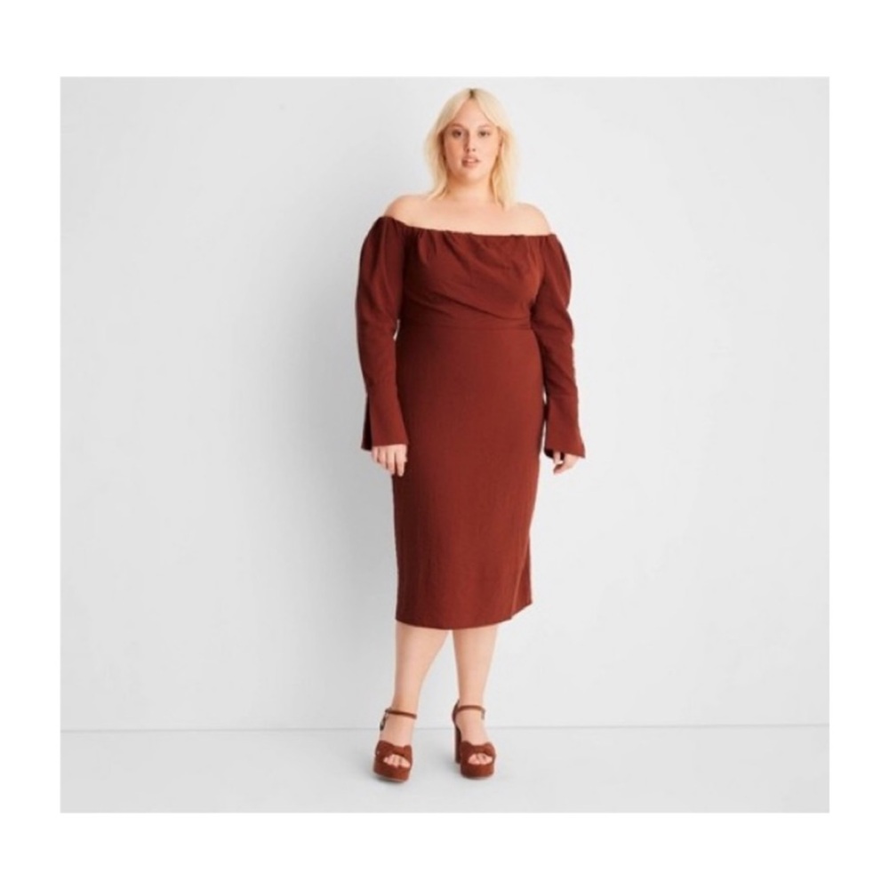 Future Collective x Reese Blutstein Off Shoulder Midi Dress NWT size 24